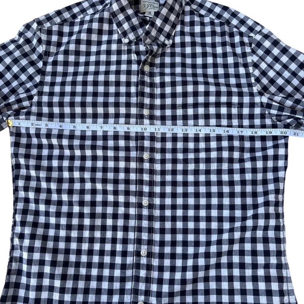 J. Crew Men Navy Blue and White Plaid Shirt Size Medium